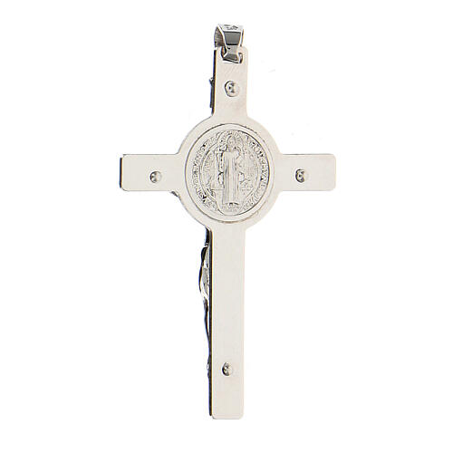 Pendente croce San Benedetto oro bianco 18kt 9,12 gr 6x3,5 cm 3