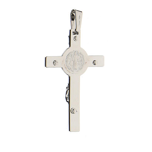 Croix Saint Benoît pendentif or blanc 18K 4,5x2,5 cm 5,45 g 3