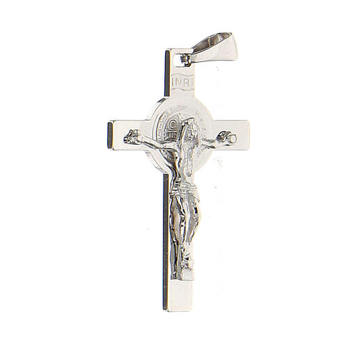 Colgante cruz San Benito oro blanco 18 k 3,1 gr 3,5x2 cm 3