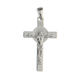 Pendentif croix Saint Benoît or blanc 18K 3,5x2 cm 3,17 g