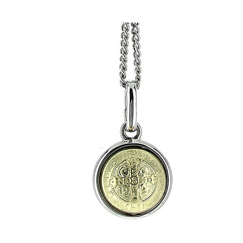 Saint Benedict medal, 18K gold and 925 silver, 4 cm diameter, 2.8 g 3