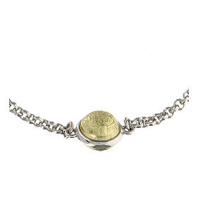 Bracelet with Saint Benedict medal, 18K gold and 925 silver
