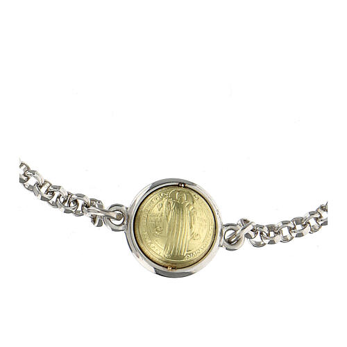 Bracelet with Saint Benedict medal, 18K gold and 925 silver 4