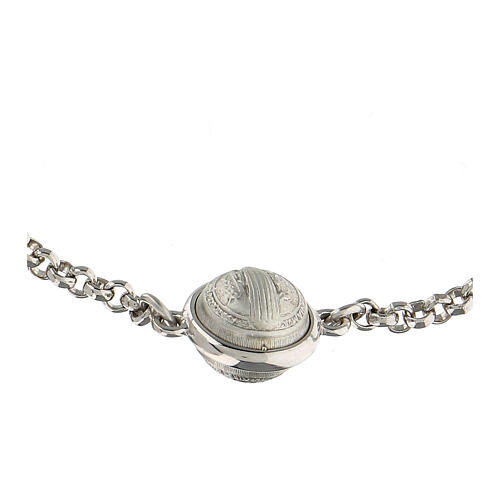 Bracciale San Benedetto In Argento 925 Con Medaglia 12 Mm, Protezione E Fede