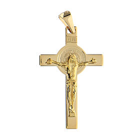 Schlichtes Kreuz von Sankt Benedikt aus 14 Karat Gold (2,7 g), 3,5 x 2 cm