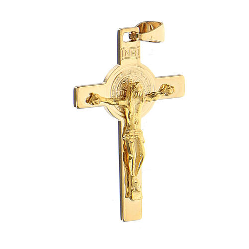 Schlichtes Kreuz von Sankt Benedikt aus 14 Karat Gold (2,7 g), 3,5 x 2 cm 2