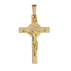 Kreuz-Anhänger von Sankt Benedikt aus 14 Karat Gold (4,7 g), 4,5 x 2,5 cm