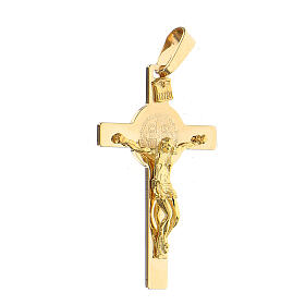 Kreuz-Anhänger von Sankt Benedikt aus 14 Karat Gold (4,7 g), 4,5 x 2,5 cm