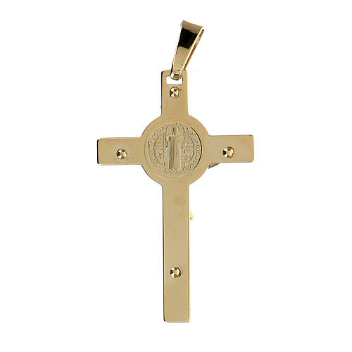 Pendente croce San Benedetto oro 14kt 4,7 gr 4,5x2,5 cm 3
