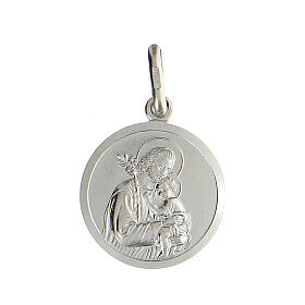 Medaglia San Giuseppe argento 925 rodiato 1,2 cm di diametro