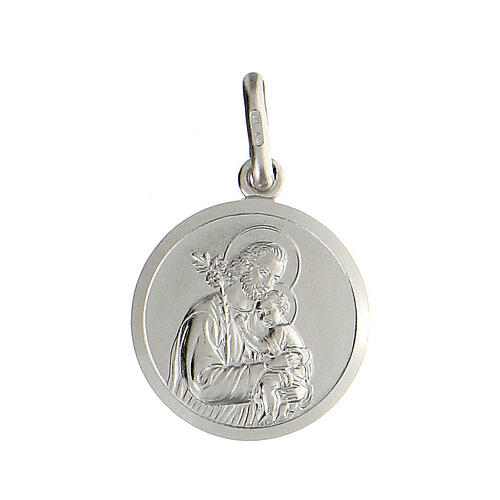 Medaglia San Giuseppe argento 925 rodiato 1,2 cm di diametro 1