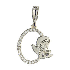 Pendant with an angel, rhodium-plated 925 silver