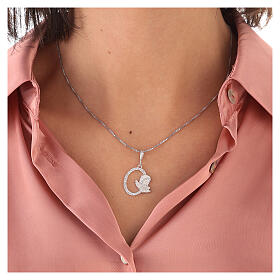 Pendant with an angel, rhodium-plated 925 silver