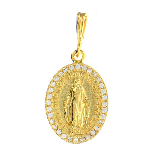 Medaille aus goldfarbigem Silber 925 mit Darstellung der wundertätigen Madonna 1