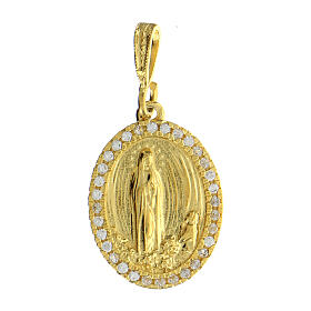 Medaille aus goldfarbigem Silber 925 mit Madonna von Lourdes