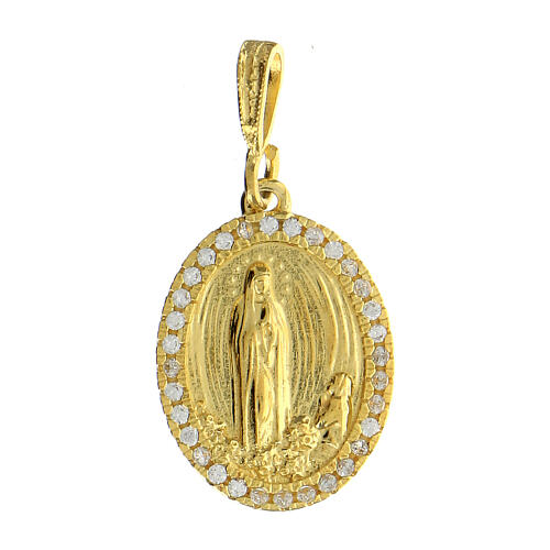 Medaille aus goldfarbigem Silber 925 mit Madonna von Lourdes 1