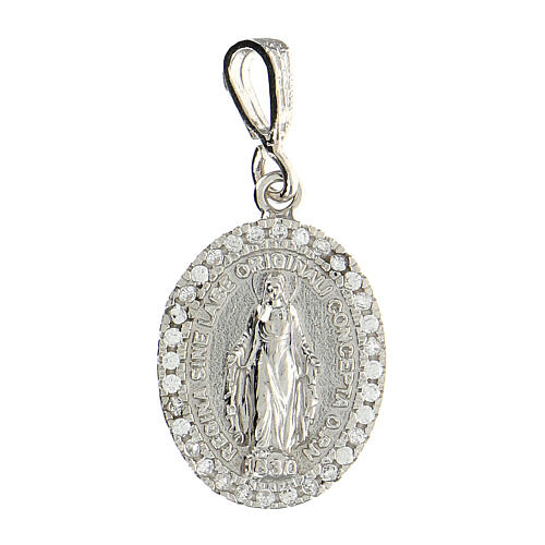 Medaille aus rhodiniertem silberfarbigem Silber 925 mit wundertätiger Madonna 1