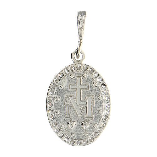 Medalla plata 925 rodiada Virgen Milagrosa color plata 2