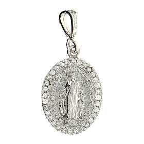 Medaglia argento 925 rodiato Madonna Miracolosa color argento