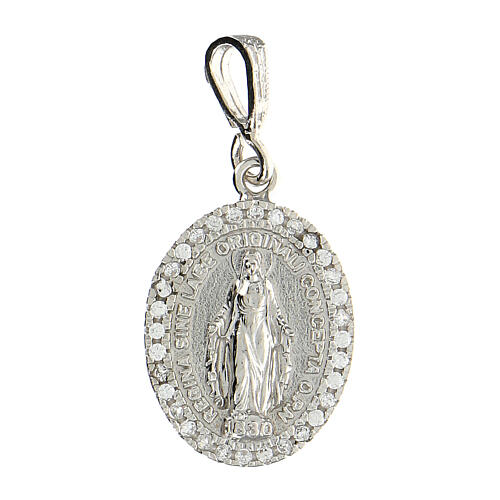 Miraculous Mary medallion in 925 silver rhodium-plated  1