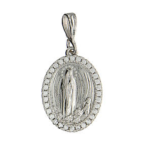 Medaille aus rhodiniertem Silber 925 mit Madonna von Lourdes
