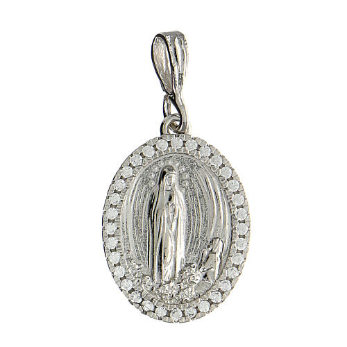 Medaille aus rhodiniertem Silber 925 mit Madonna von Lourdes 1