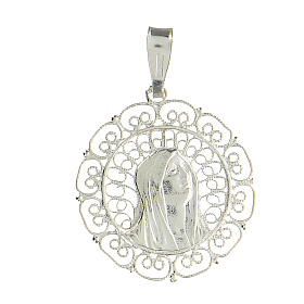 925 silver filigree medallion Virgin Mary