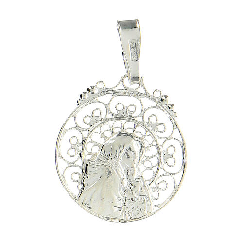 Virgin with Child medal of 925 silver filigree 1