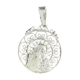Medaglia argento 925 filigrana Madonna con bambino