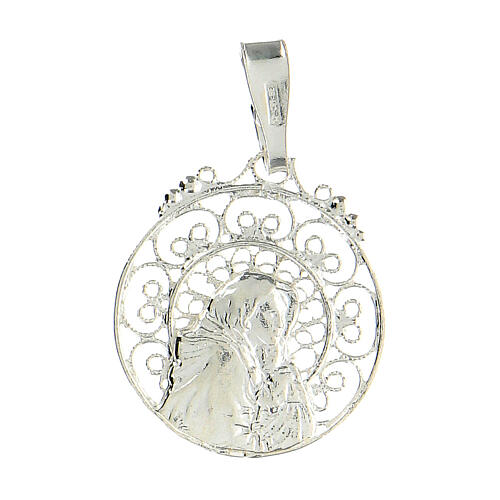 Medalik Madonna z Dzieciątkiem, srebro 925, dek. filigran 1