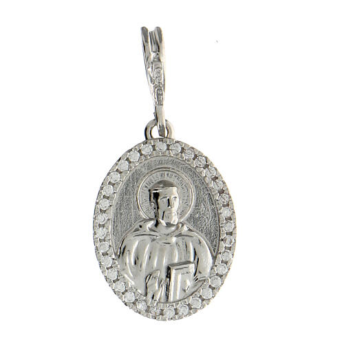 Sankt Benedikt Medaille aus rhodiniertem Silber 925 1