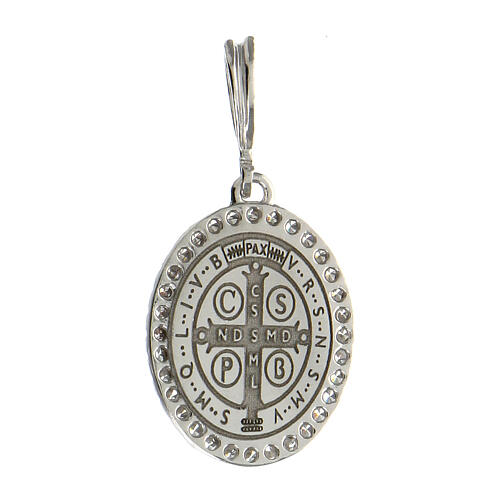 Sankt Benedikt Medaille aus rhodiniertem Silber 925 3