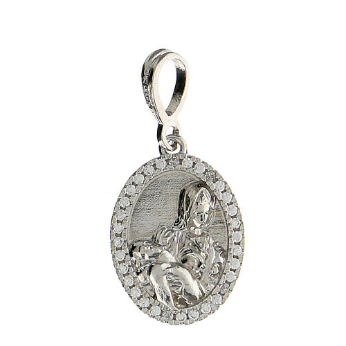 Pietà-Medaille aus rhodiniertem Silber 925 1
