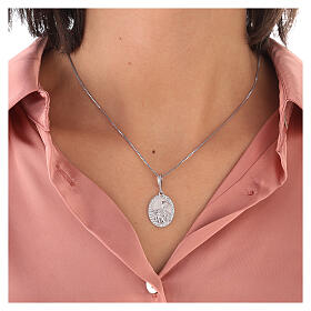Medaglia argento 925 rodiato pietà