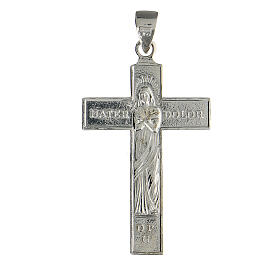 Ciondolo argento 925 rodiato color argento croce Maria Addolorata