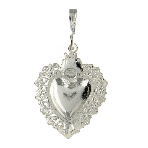 Red ex-voto heart pendant with cut-out frame, 925 silver 3