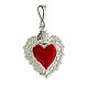 Red ex-voto heart pendant with cut-out frame, 925 silver s1