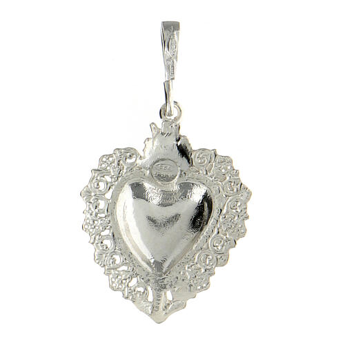 Ciondolo cuore votivo rosso traforato argento 925  3