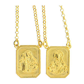 Scapolare in argento 925 oro Madonna Carmelo e Gesù
