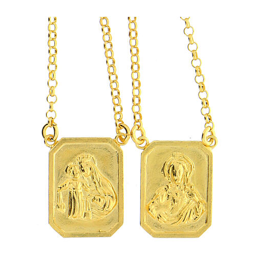 Scapolare in argento 925 oro Madonna Carmelo e Gesù 1