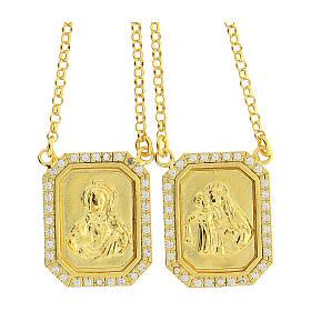 Scapular with rhinestones, gold plated 925 silver