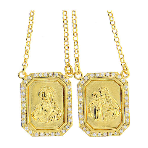 Scapular with rhinestones, gold plated 925 silver 1
