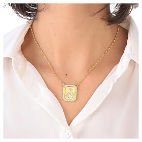 925 silver scapular with gold colored zircons