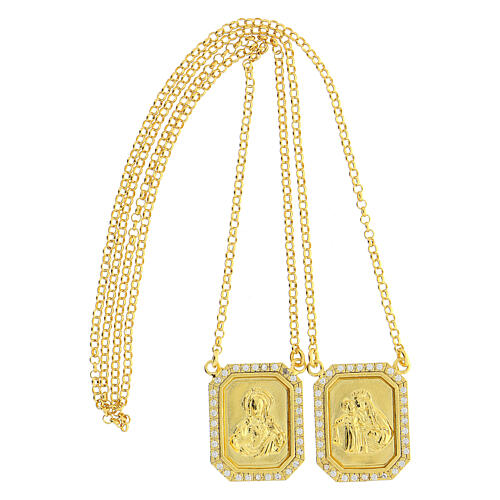 925 silver scapular with gold colored zircons 3