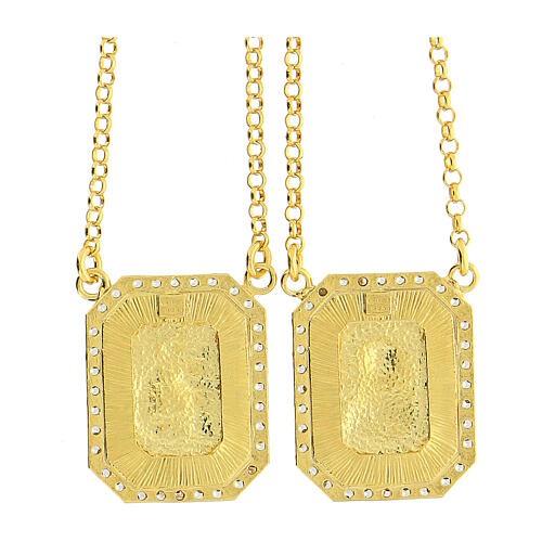 925 silver scapular with gold colored zircons 5