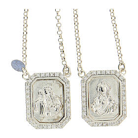 Scapular with cubic zirconia Mary Jesus in 925 silver