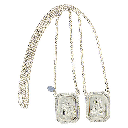 Scapular with cubic zirconia Mary Jesus in 925 silver 3