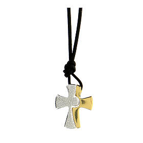 Halskette aus Kordel mit zerlegtem Kreuz aus Silber 925