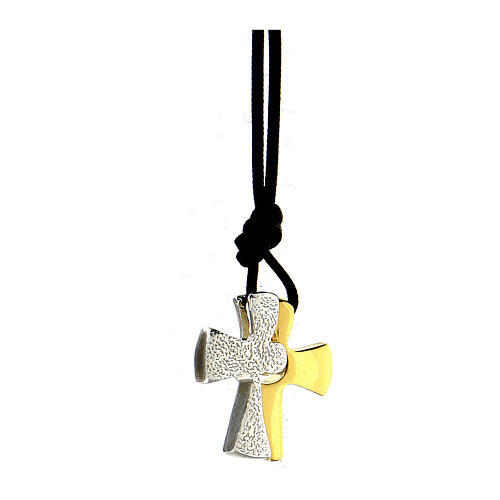 Halskette aus Kordel mit zerlegtem Kreuz aus Silber 925 4