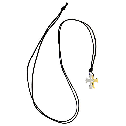 Halskette aus Kordel mit zerlegtem Kreuz aus Silber 925 6